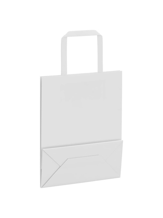 Paperikassit 250 kpl kahvoilla valkoinen 18x8x22 cm