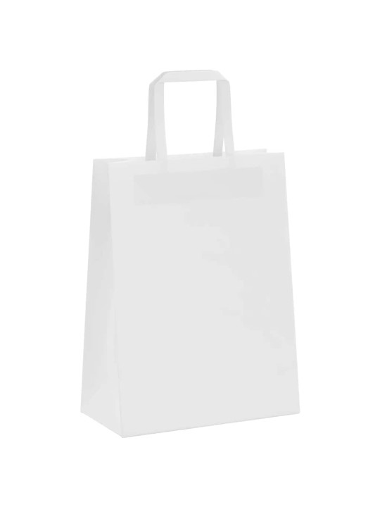 Paperikassit 250 kpl kahvoilla valkoinen 21x11x28 cm