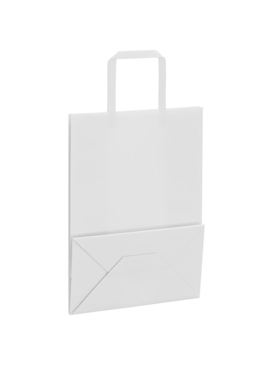 Paperikassit 250 kpl kahvoilla valkoinen 21x11x28 cm