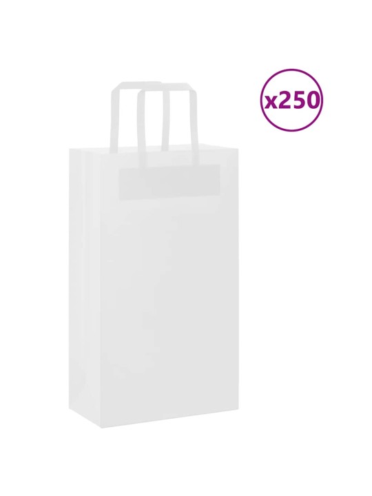 Paperikassit 250 kpl kahvoilla valkoinen 21x11x36 cm