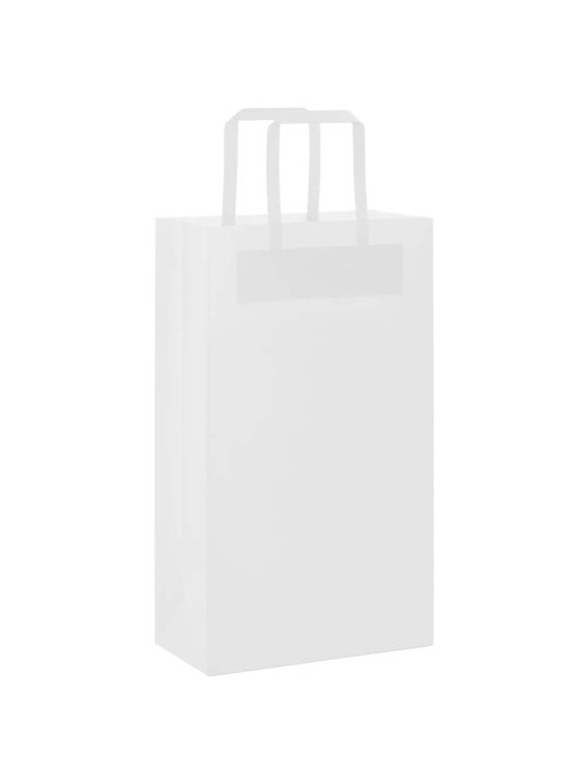 Paperikassit 250 kpl kahvoilla valkoinen 21x11x36 cm