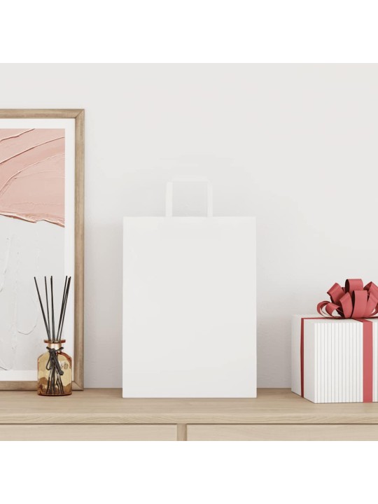 Paperikassit 250 kpl kahvoilla valkoinen 26x12x35 cm