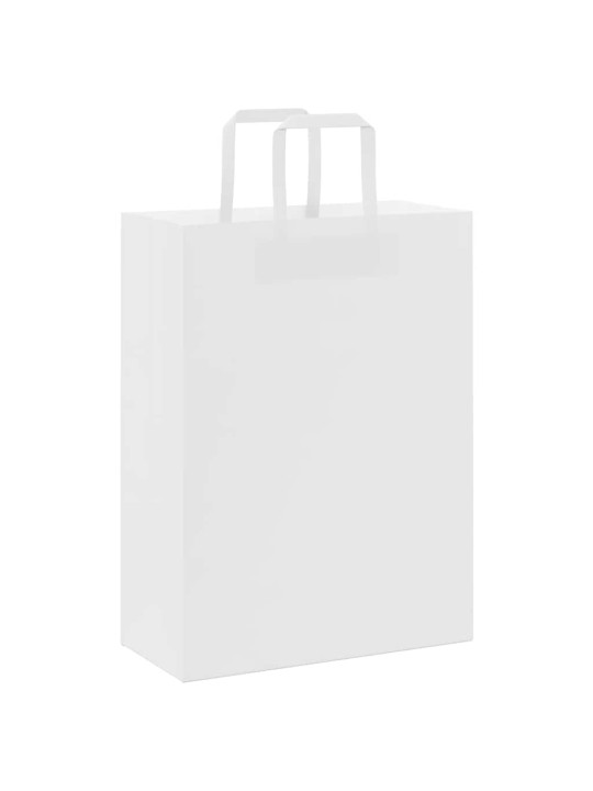 Paperikassit 250 kpl kahvoilla valkoinen 26x12x35 cm