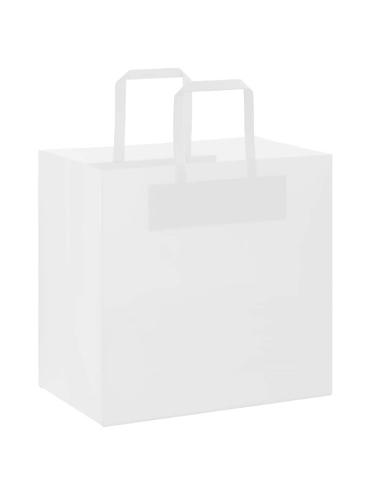 Paperikassit 250 kpl kahvoilla valkoinen 26x17x25 cm