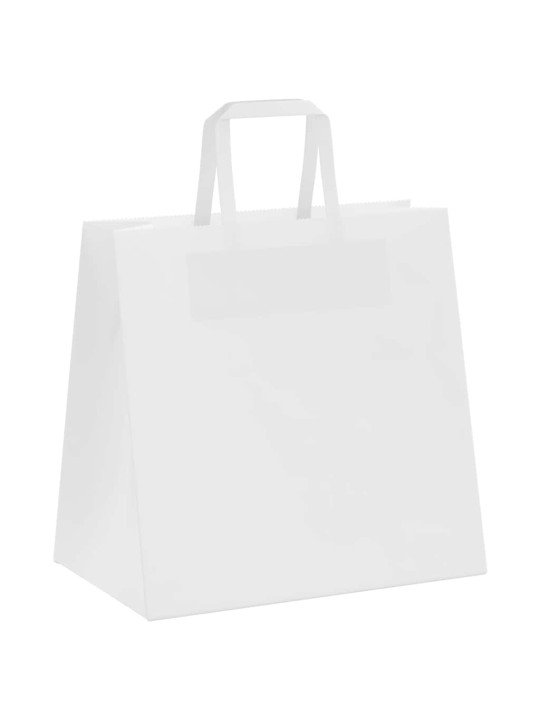 Paperikassit 250 kpl kahvoilla valkoinen 26x17x25 cm