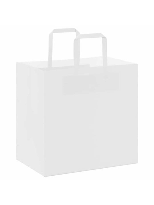 Paperikassit 250 kpl kahvoilla valkoinen 26x17x25 cm
