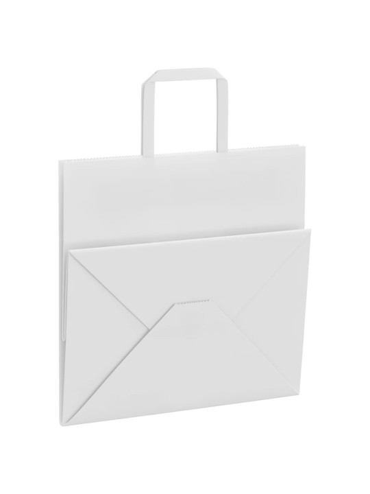 Paperikassit 250 kpl kahvoilla valkoinen 26x17x25 cm