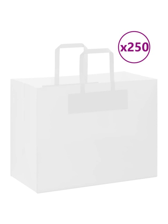 Paperikassit 250 kpl kahvoilla valkoinen 32x17x25 cm