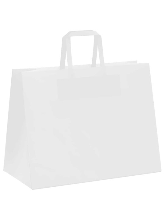Paperikassit 250 kpl kahvoilla valkoinen 32x17x25 cm