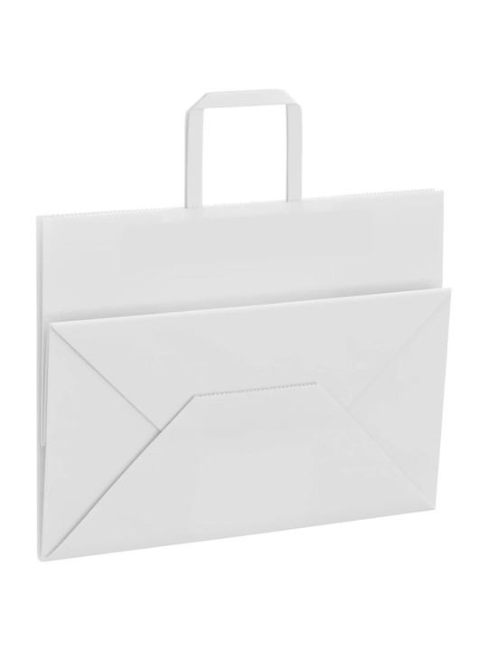 Paperikassit 250 kpl kahvoilla valkoinen 32x17x25 cm