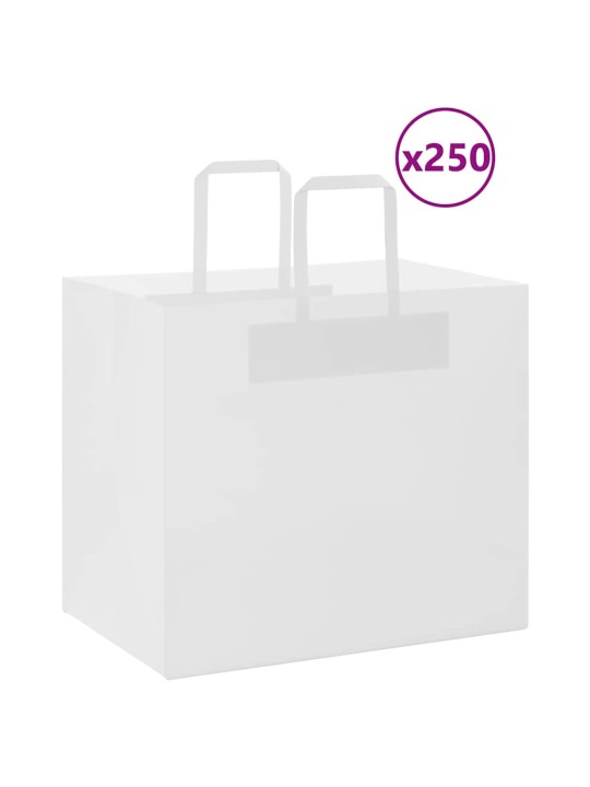 Paperikassit 250 kpl kahvoilla valkoinen 32x22x28 cm