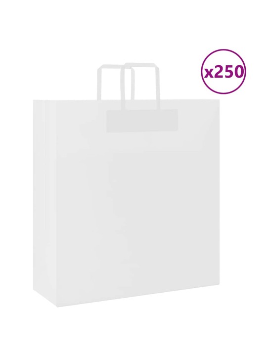 Paperikassit 250 kpl kahvoilla valkoinen 45x17x48 cm