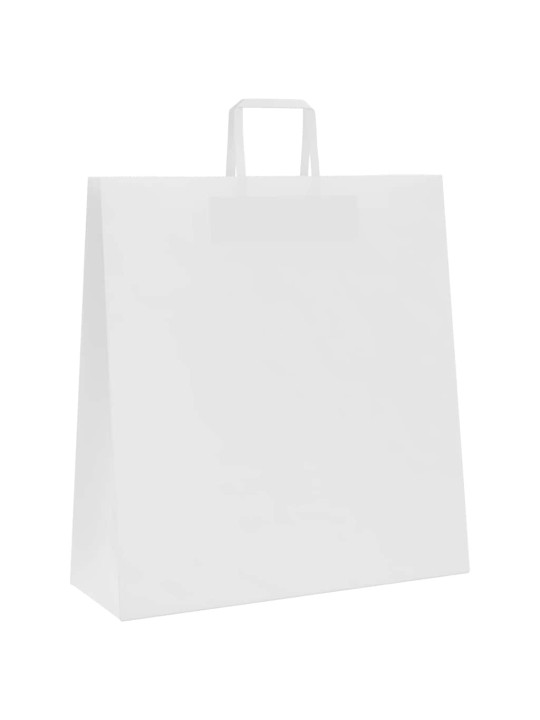 Paperikassit 250 kpl kahvoilla valkoinen 45x17x48 cm