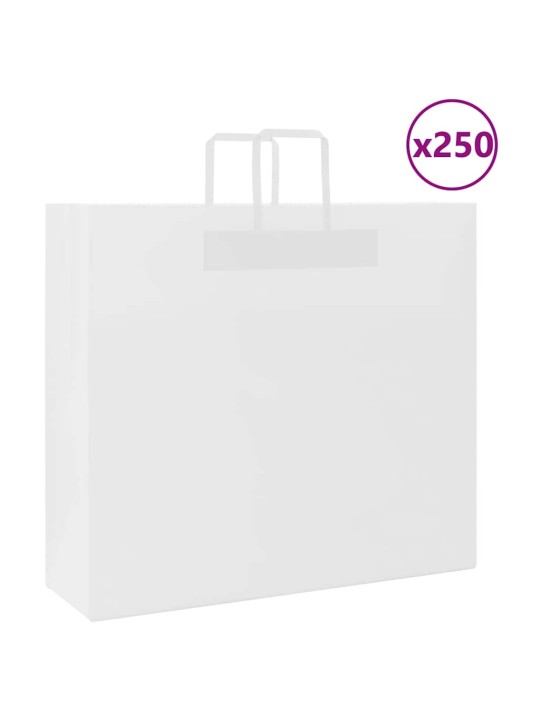 Paperikassit 250 kpl kahvoilla valkoinen 54x15x49 cm