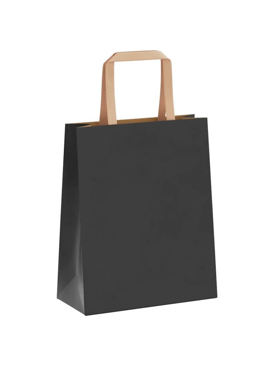 Paperikassit 50 kpl kahvoilla musta 18x8x22 cm