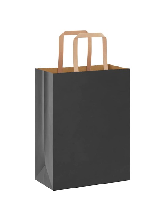 Paperikassit 50 kpl kahvoilla musta 21x11x28 cm