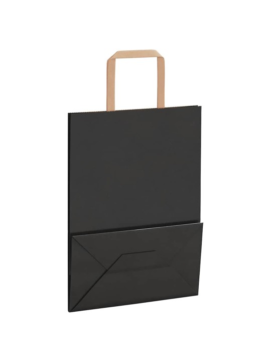 Paperikassit 50 kpl kahvoilla musta 21x11x28 cm