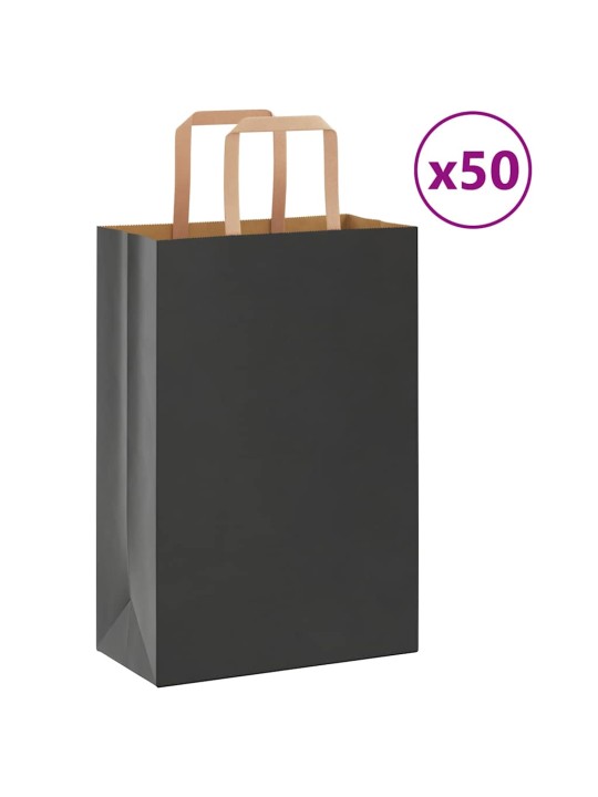 Paperikassit 50 kpl kahvoilla musta 21x11x31 cm