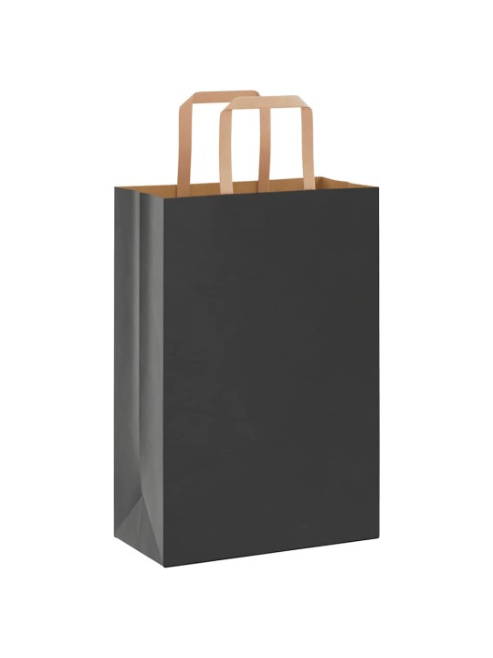 Paperikassit 50 kpl kahvoilla musta 21x11x31 cm