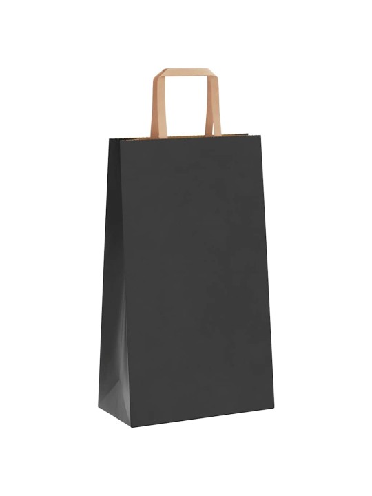 Paperikassit 50 kpl kahvoilla musta 21x11x36 cm