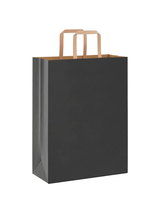 Paperikassit 50 kpl kahvoilla musta 26x12x35 cm