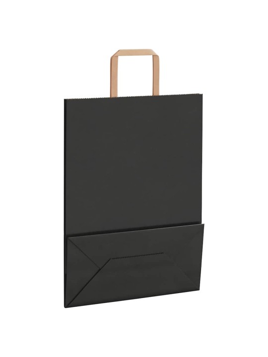 Paperikassit 50 kpl kahvoilla musta 26x12x35 cm