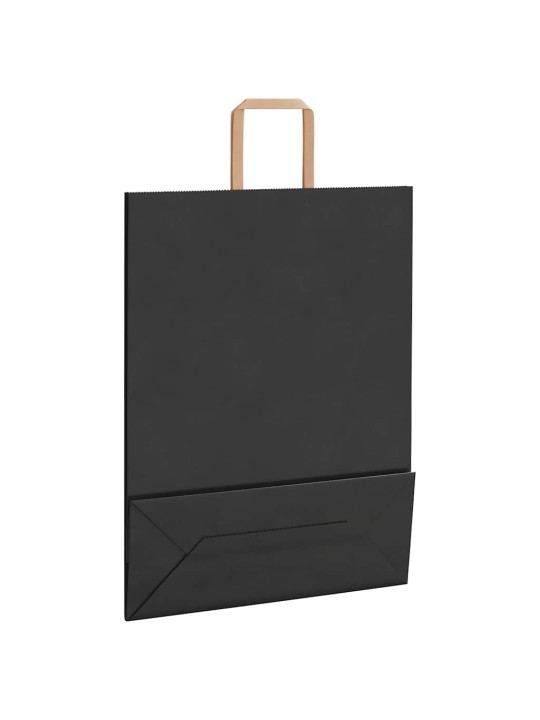 Paperikassit 50 kpl kahvoilla musta 32x12x42 cm