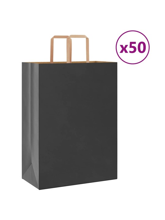Paperikassit 50 kpl kahvoilla musta 32x17x44 cm