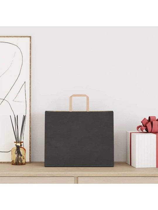 Paperikassit 50 kpl kahvoilla musta 32x22x24 cm
