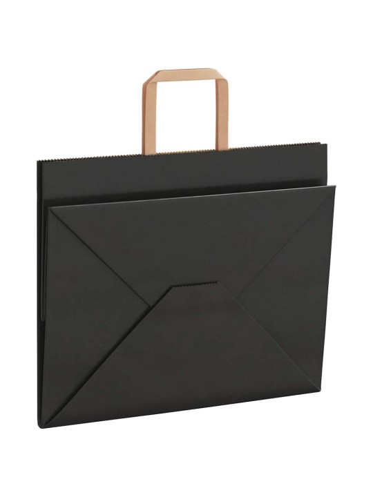 Paperikassit 50 kpl kahvoilla musta 32x22x24 cm