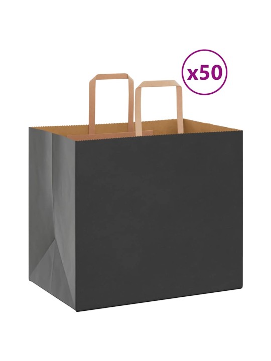 Paperikassit 50 kpl kahvoilla musta 32x22x28 cm