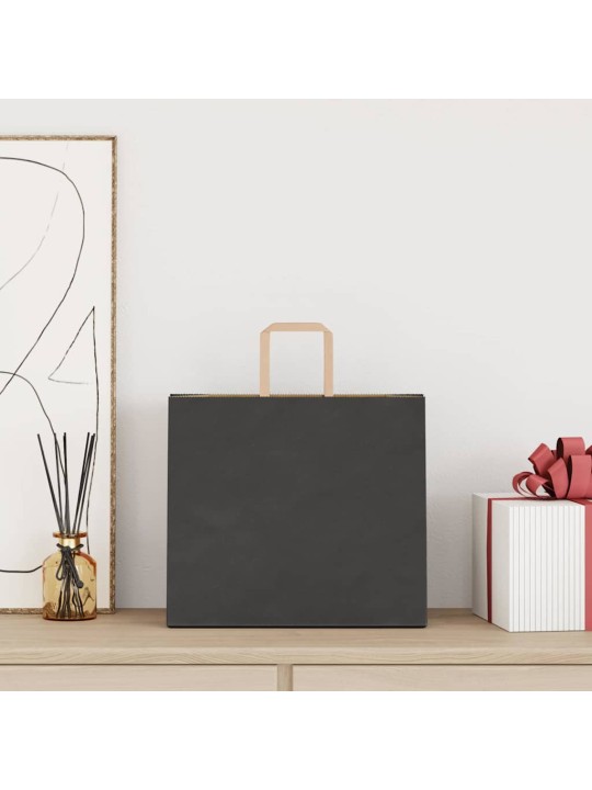 Paperikassit 50 kpl kahvoilla musta 32x22x28 cm