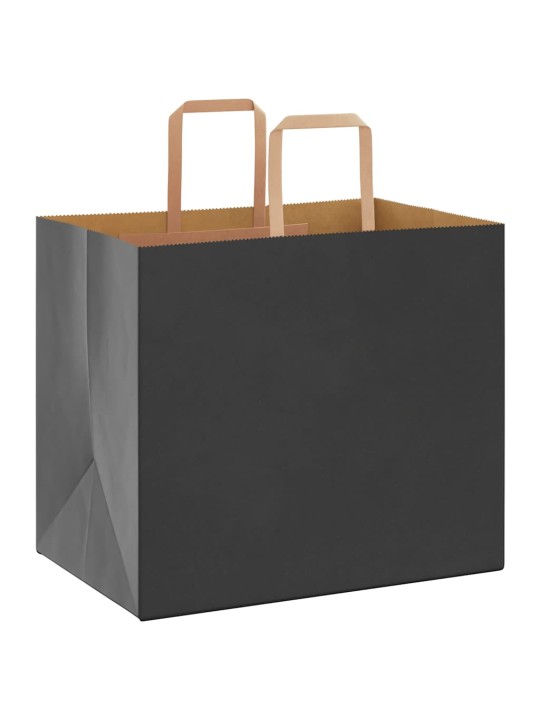 Paperikassit 50 kpl kahvoilla musta 32x22x28 cm