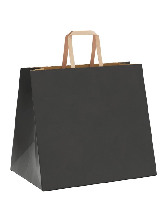 Paperikassit 50 kpl kahvoilla musta 32x22x28 cm