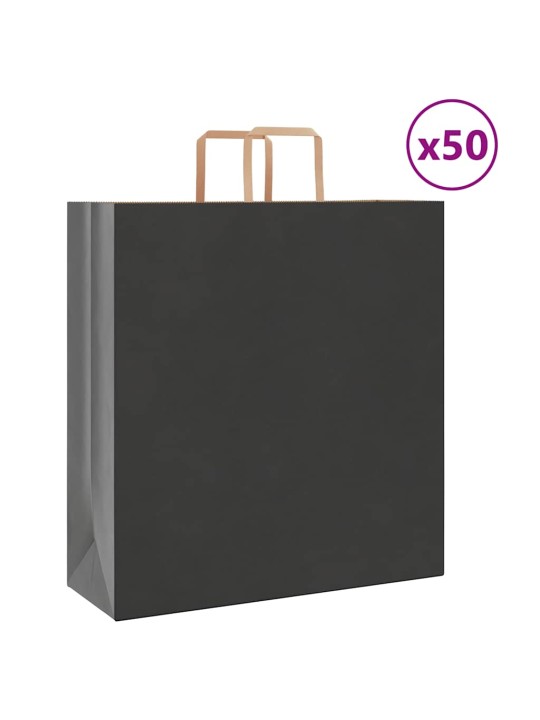 Paperikassit 50 kpl kahvoilla musta 45x17x48 cm