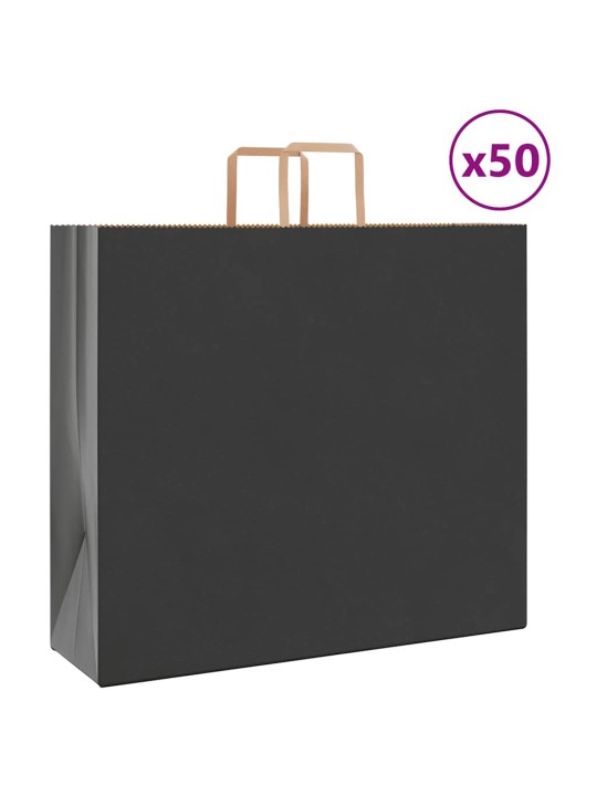 Paperikassit 50 kpl kahvoilla musta 54x15x49 cm