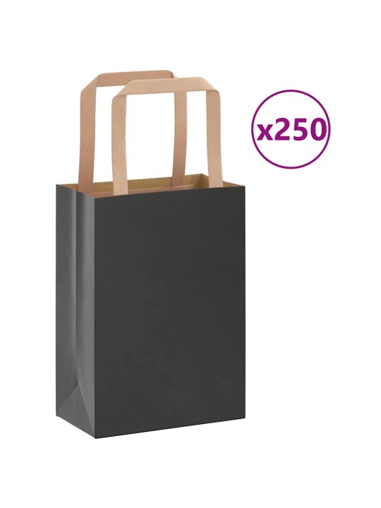 Paperikassit 250 kpl kahvoilla musta 15x8x21 cm