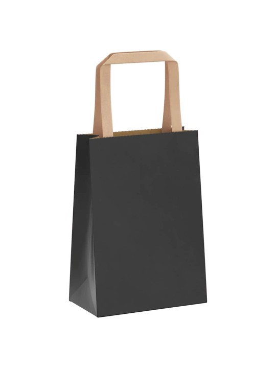 Paperikassit 250 kpl kahvoilla musta 15x8x21 cm