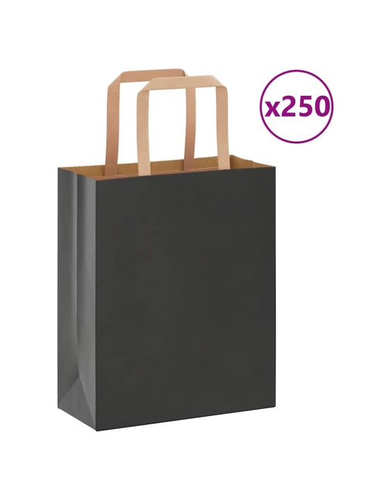 Paperikassit 250 kpl kahvoilla musta 18x8x22 cm