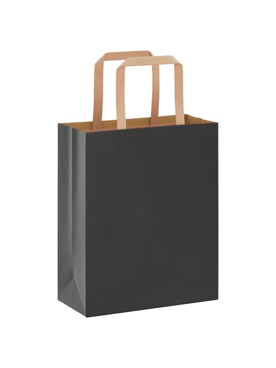 Paperikassit 250 kpl kahvoilla musta 18x8x22 cm