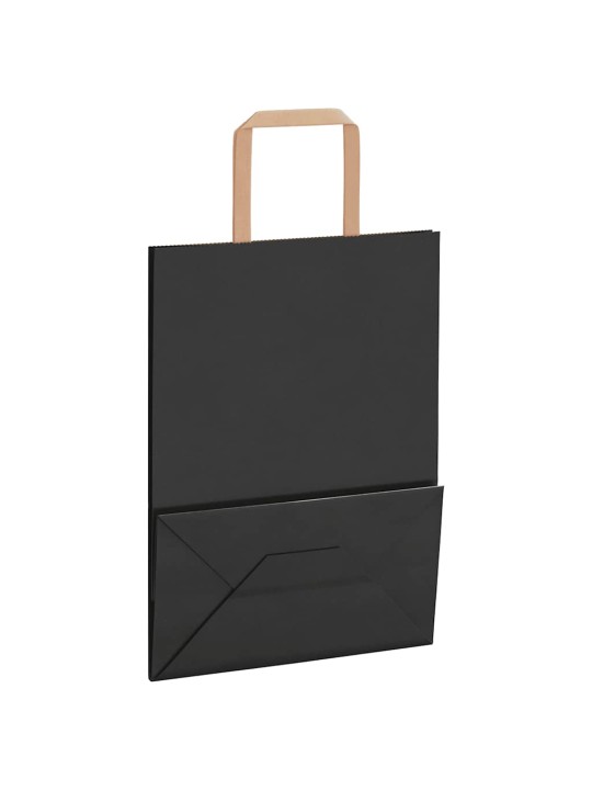 Paperikassit 250 kpl kahvoilla musta 21x11x28 cm
