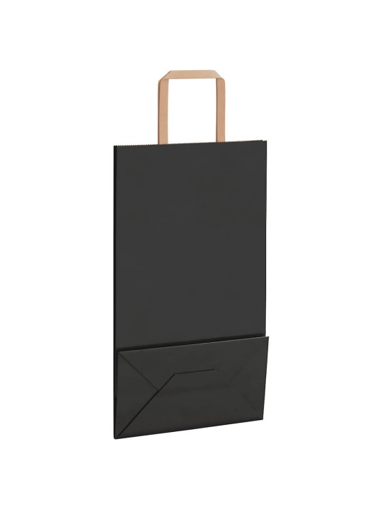 Paperikassit 250 kpl kahvoilla musta 21x11x36 cm