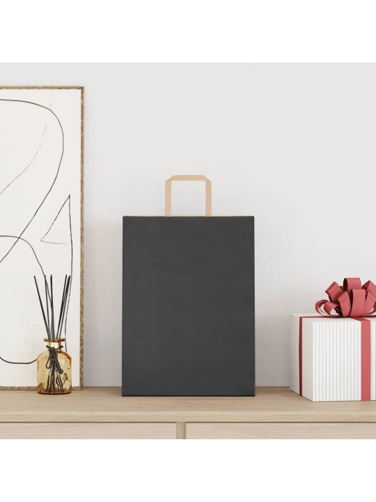 Paperikassit 250 kpl kahvoilla musta 26x12x35 cm