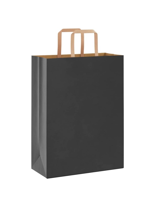 Paperikassit 250 kpl kahvoilla musta 26x12x35 cm