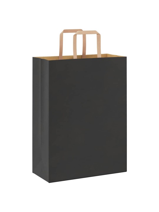 Paperikassit 250 kpl kahvoilla musta 26x12x35 cm