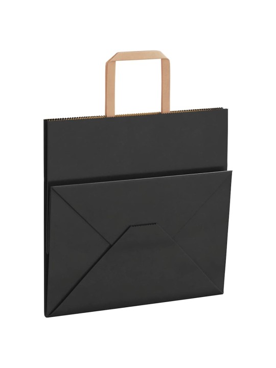 Paperikassit 250 kpl kahvoilla musta 26x17x25 cm