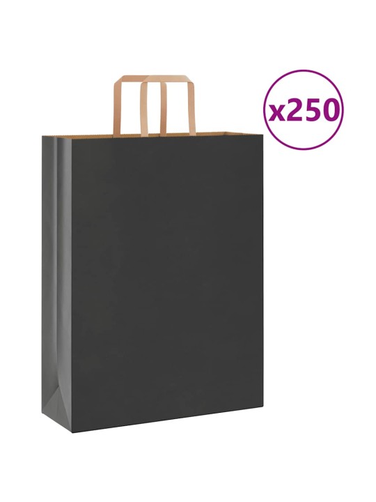 Paperikassit 250 kpl kahvoilla musta 32x12x42 cm