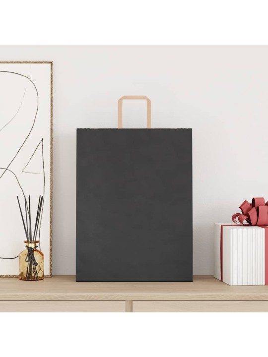 Paperikassit 250 kpl kahvoilla musta 32x12x42 cm