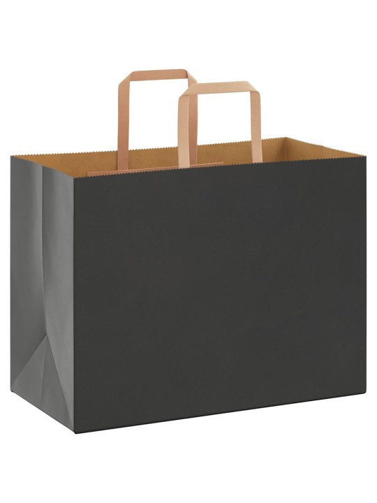 Paperikassit 250 kpl kahvoilla musta 32x17x25 cm