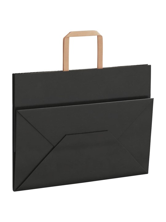 Paperikassit 250 kpl kahvoilla musta 32x17x25 cm